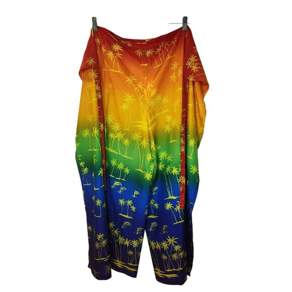 Rima Punjabi Suit M 2pc Cropped Tank + Side-Tie Pants Rainbow Palm Y2K - Picture 11 of 12